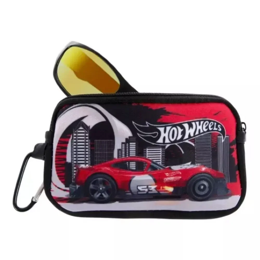 New Hot Wheels Kids' Black Frame Sunglasses with Yellow Lenses and Carry Case